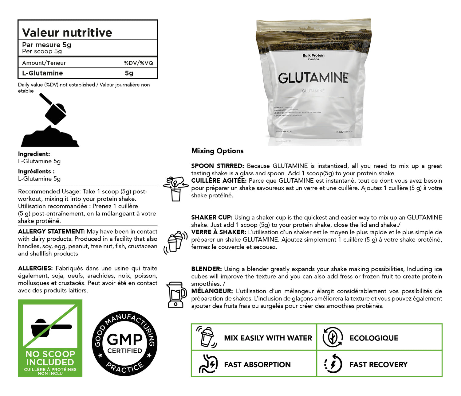 Bulk Protein Canada Glutamine nutrition facts