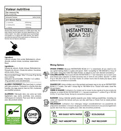 Bulk Protein Canada instantized BCAA 2:1:1 nutrition facts