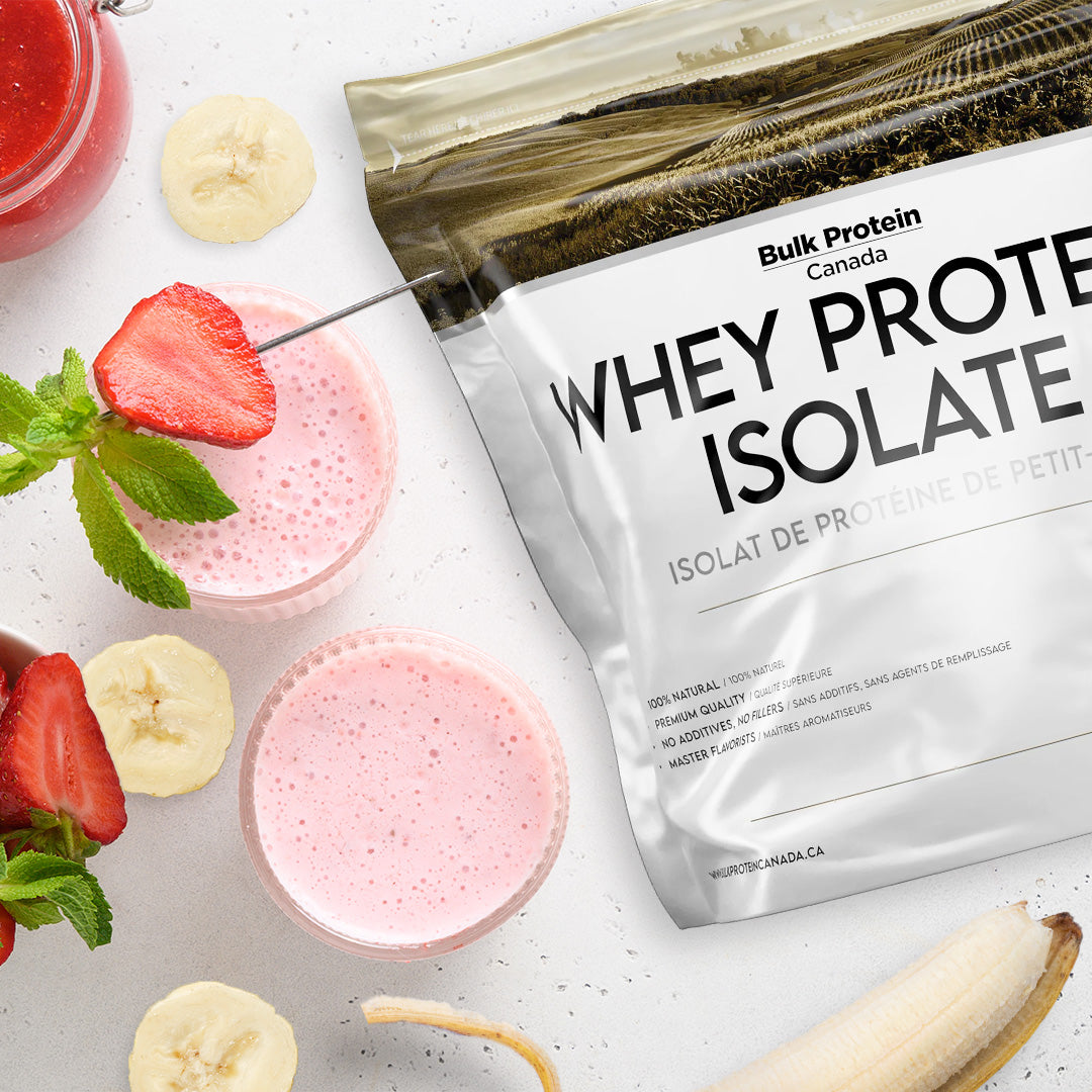 Bulk Protein Canada whey protein isolate smoothie strawberry and banana